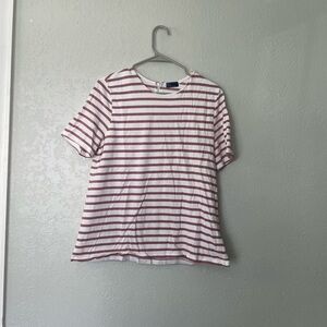 Gap white and pink striped tee